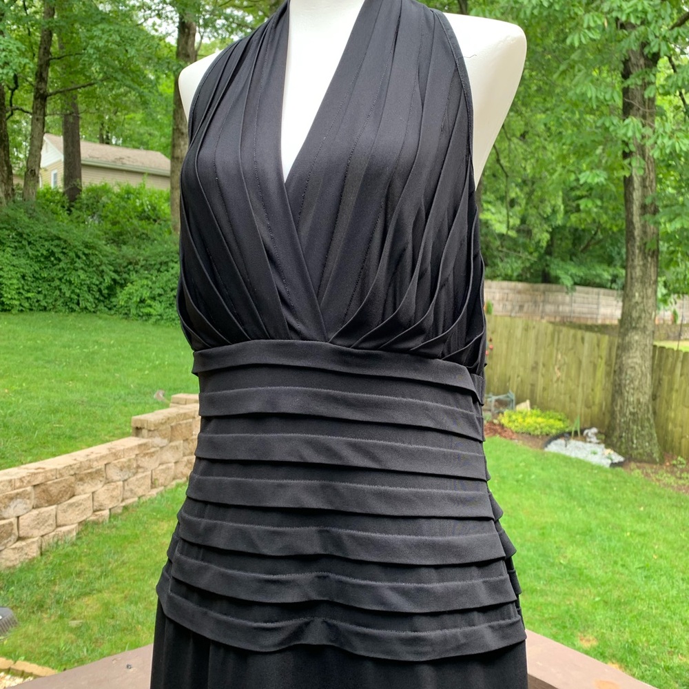 Tadashi Shoji Black Pleated Halter Midi Dress - Picture 2 of 9